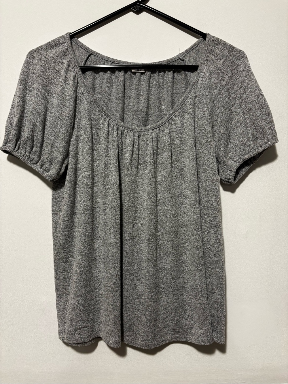 GAP Gray Heather Babydoll Peasant Top Small Short Sleeve